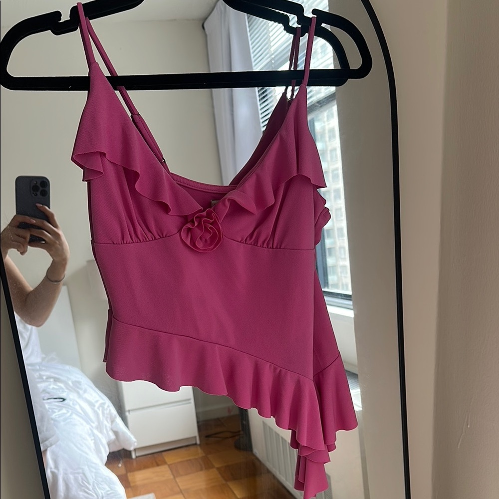 Pink Ruffled Women's Top